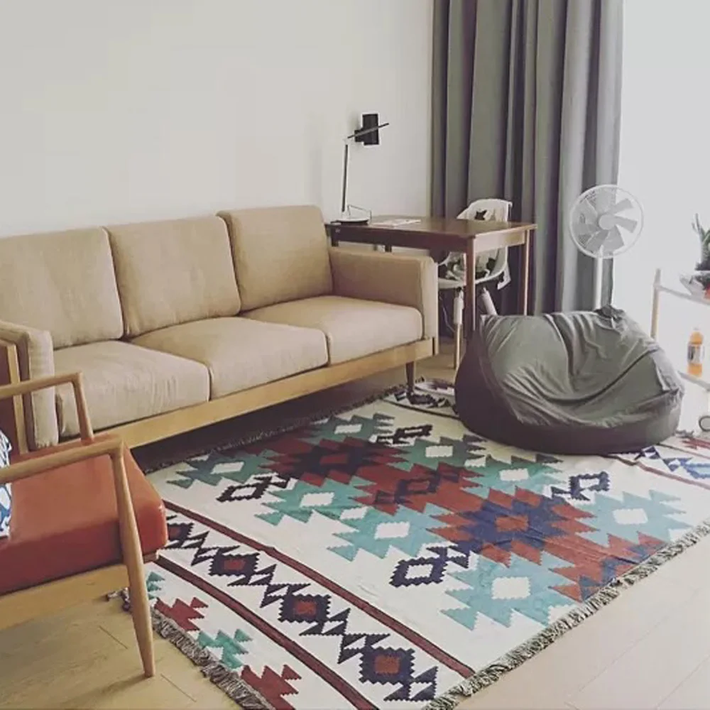 ESSIE RUMAH Kilim Karpet Untuk Benang Dicelup Sofa Ruang Tamu Kamar