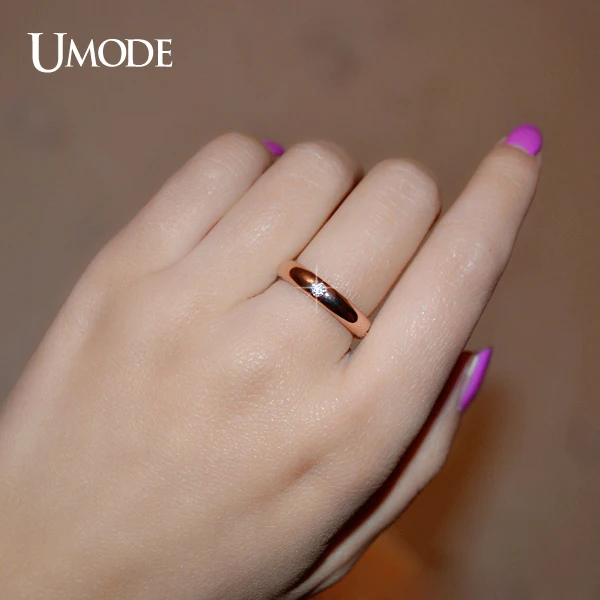 UMODE Rose Gold Color Burnish 4 Pieces CZ Cubic Zirconia Aneis Feminino Flush Setting Wedding Band Ring for Women JR0139A - Image 6