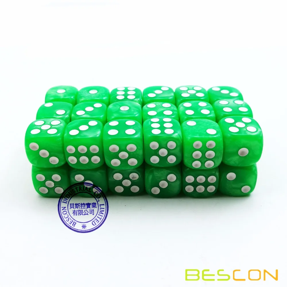 Bescon 12 мм 6 кубиков 36 в коробка в форме лего-блока, 12 мм шестигранники под давлением(36) кубиков, Мрамор трава
