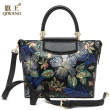 Qiwang Mujer Bolso de Cuero Real Amor Estilo Chino Bolso de La Señora Hombro de Cuero Real Del Bolso de Las Mujeres Bolsos de Diseño de Lujo de La Vendimia