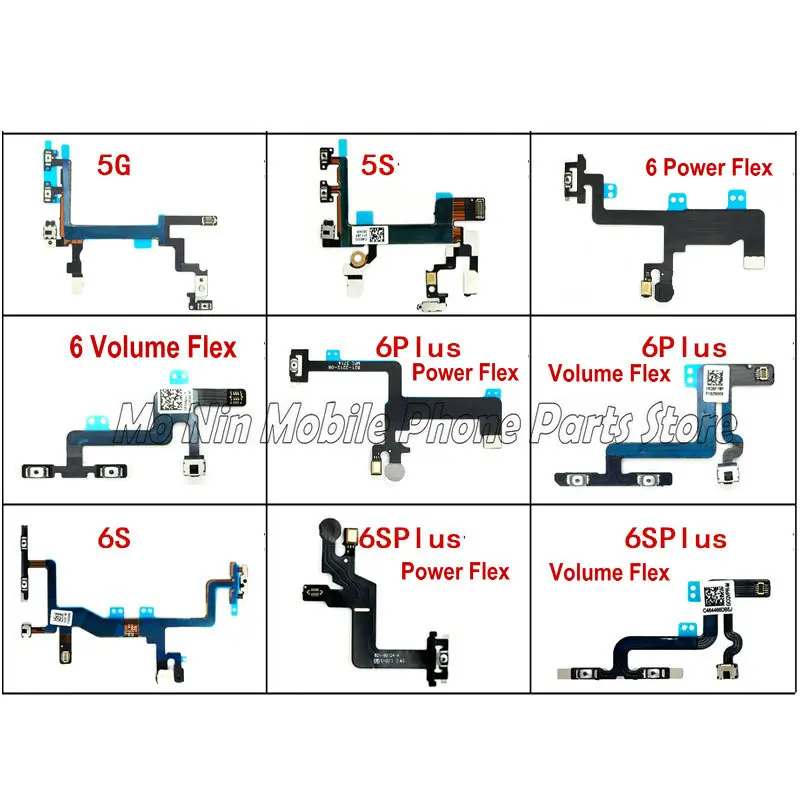

High Quality Power Button On Off Flex Cable For iPhone 5 5S 5C SE 6 6plus 6s 6sPlus Mute Volume Switch Connector Ribbon Parts