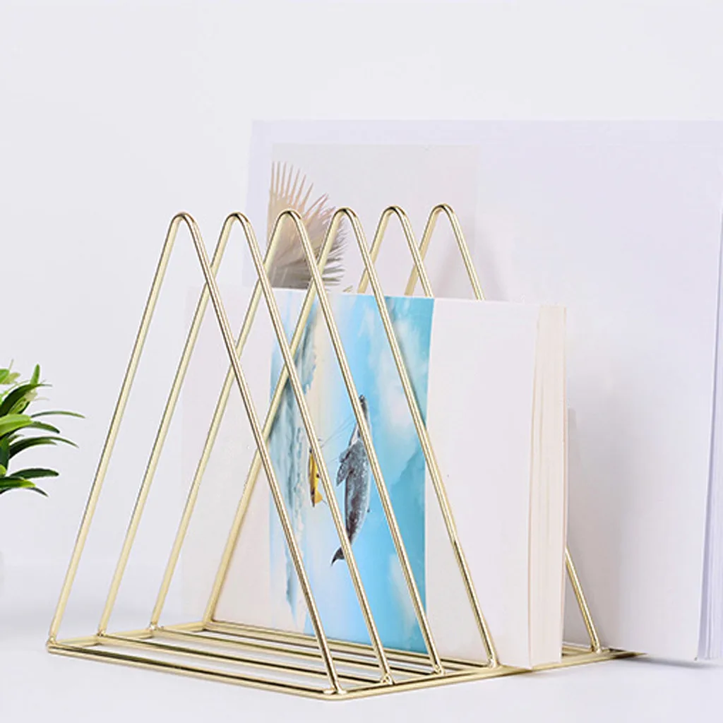 

Modern Iron Art File Organizer Desktop Book Storage Rack Bookshelf Magazine Holder Nordic Style Display Home Room Arrange Decor