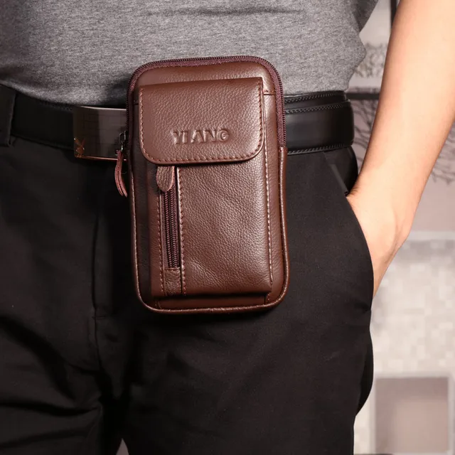 Men Genuine Leather Crossbody Messenger Mini Shoulder Bag Casual Cell ...