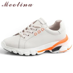 Meotina Spring Flats Sneakers Women Shoes Natural Genuine Leather Flat Platform Shoes Casual Lace Up Shoes Ladies New Size 35-41 Meotina Spring Flats Sneakers Women Shoes Natural Genuine Leather Flat Platform Shoes Casual Lace Up Shoes Ladies New Size 35-41