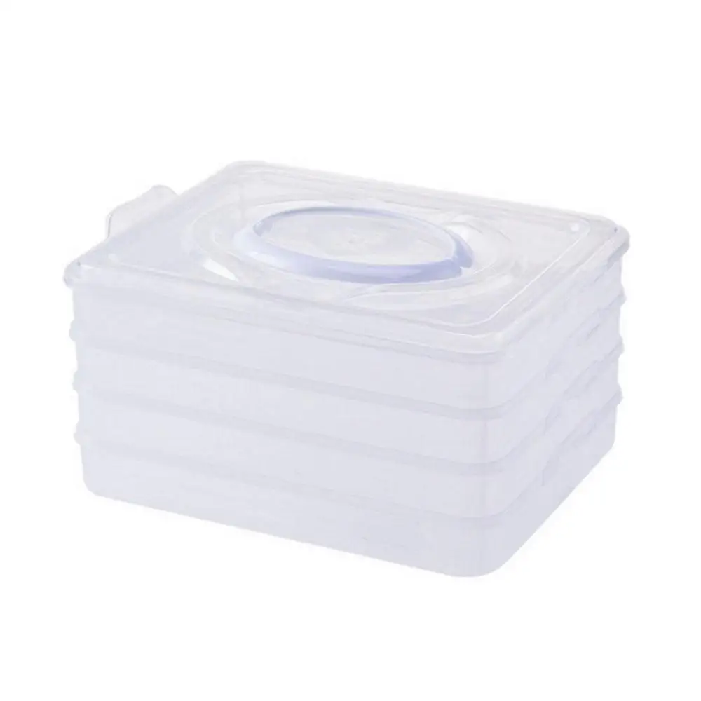 Kitchen PP Food Fresh Storage Box 4-Layer Dumpling Containers Refrigerator Storage Organizer With Lids Kitchen Accessories - Цвет: Transparent