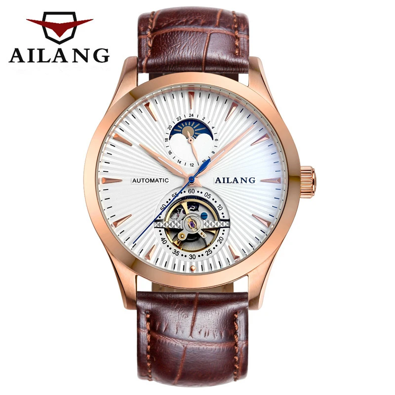 

Fashion Style Skeleton Tourbillon Mechanical Watch Automatic Men Classic Rose Gold Leather Mechanical Wrist Watches Reloj Hombre