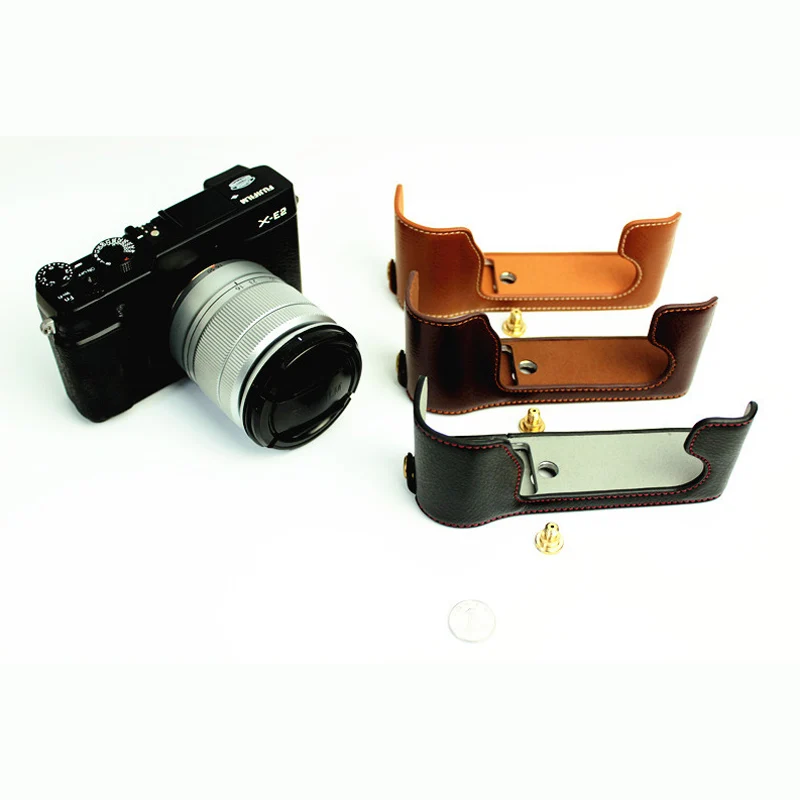 Чехол из натуральной кожи для Fujifilm Fuji XE2 комплект полукорпуса сумка камеры с