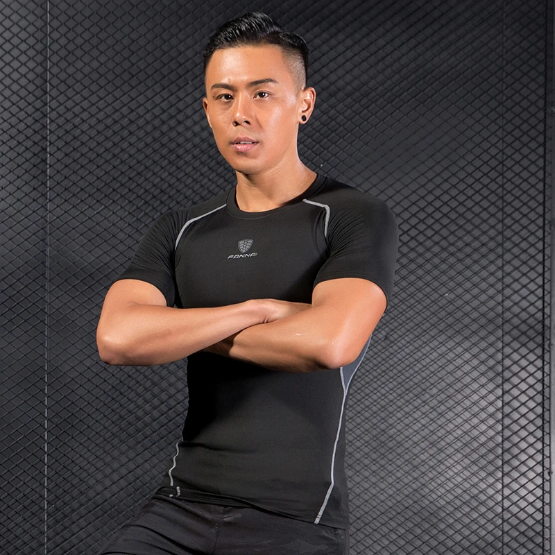 FANNAI Men's T shirt Gym Fitness Sport shirts Tops Tees Bodybuilding tights shirt Compression Tights Clothes Short Sleeve Dry FANNAI Men's T shirt Gym Fitness Sport shirts Tops Tees Bodybuilding tights shirt Compression Tights Clothes Short Sleeve Dry