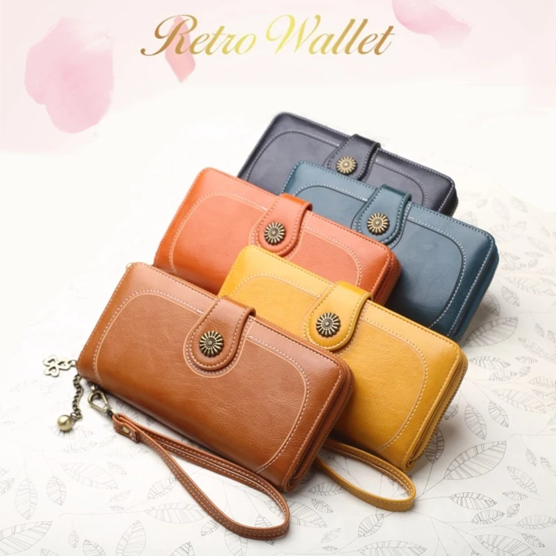 

Women's Wallet Female Leather Purses for Women Hasp Phone Bag Money Coin Card Holder Soft Leather Phone Card Female Clutch Sac