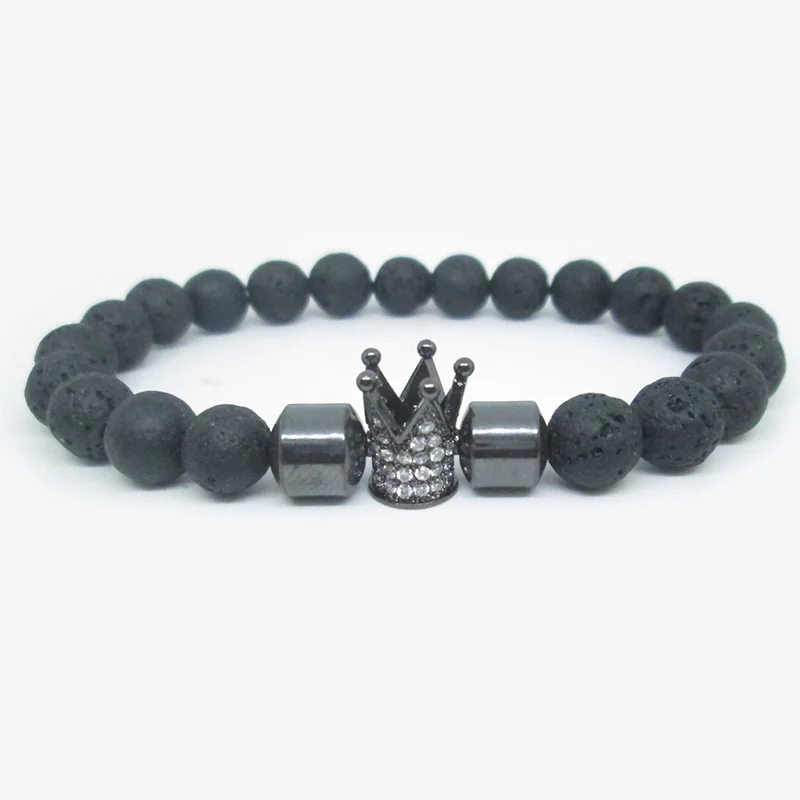 Royal Bracelet Imperial Crown Diadem Lava Magnit Hematite Matte Crystal Zircon Strand Infinity Bracelet Energy For Men Women