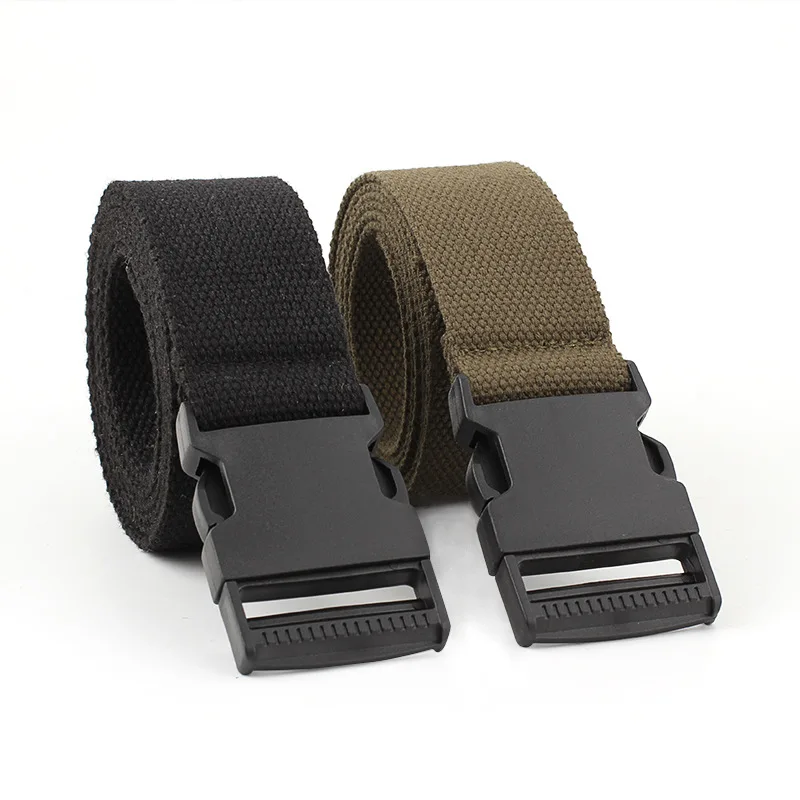 

OLOME 2019 New Black Red Canvas Belts Men Women Plastic Easy Buckle Harajuku Waist Belts For Ladies Male Casual Long Waistband