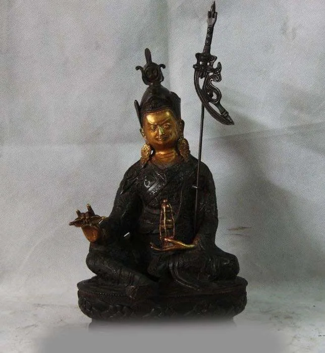 16&quot Tibet Buddhism Copper Bronze Lotus Padmasambhava master Monk Buddha Statue | Дом и сад
