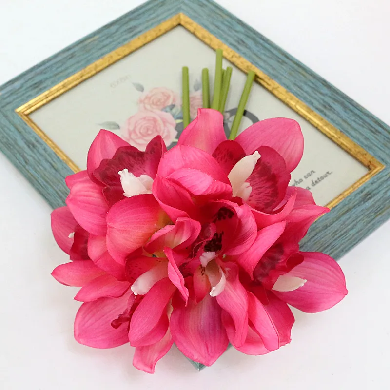 Flone Artificial Butterfly Orchid Flower Simulation Latex Flower Real Touch Lily Bouquet Wedding Home Office Party Decor Floral (14)