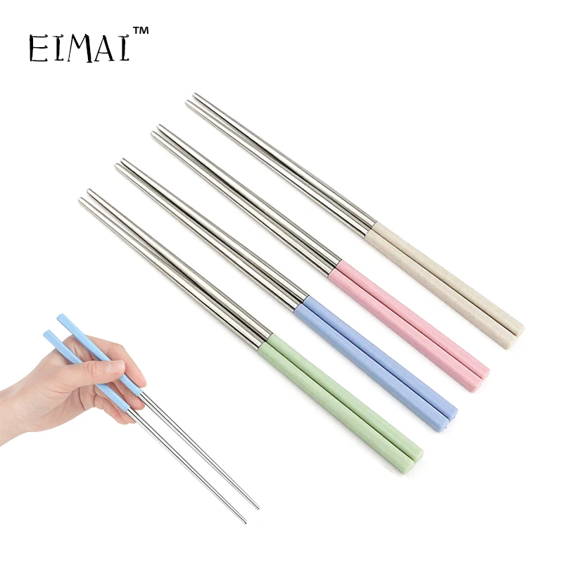 

EIMAI 304 Stainless steel Wheat straw chopsticks Home Kitchen Dining Tools Eating noodles Tableware A13