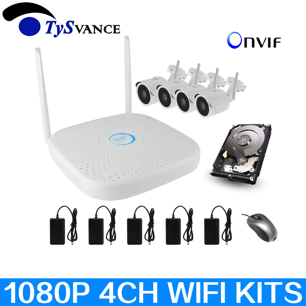 

New Home Security Camera CCTV System Wireless 4CH 1080P NVR Kit WIFI IP Camera Outdoor IPP6 Surveillance Alarm Camera System