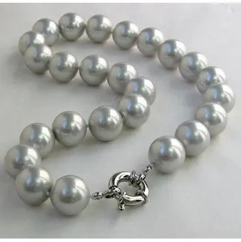 

FREE SHIPPING>>>@@ Gorgeous 14mm Grey shell Pearl Necklace 18