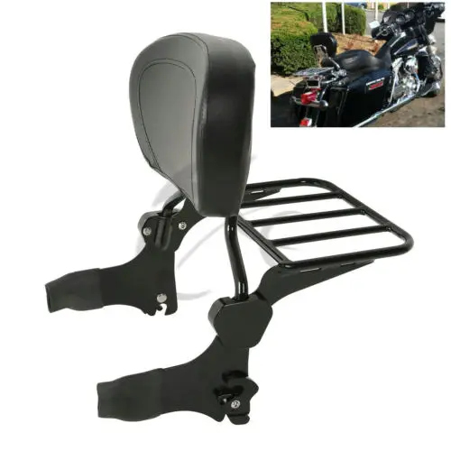 Chrome Backrest Sissy Bar Luggage Rack For Harley Road King Electra