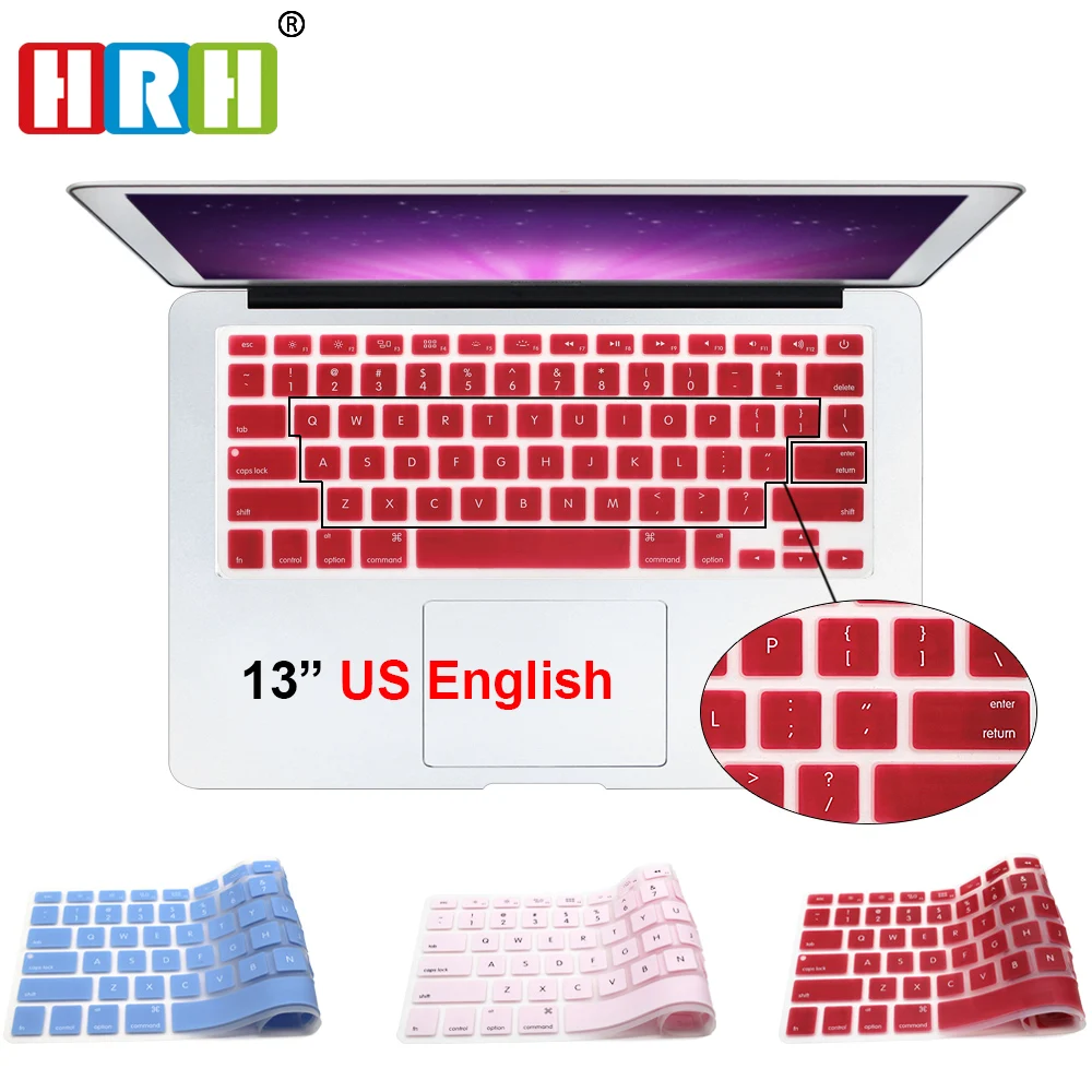 

HRH US Silicone Laptop keyboard Skin Protector Cover Protective film Guard for Macbook Pro Air Retina 13 15 17 Old Before 2016