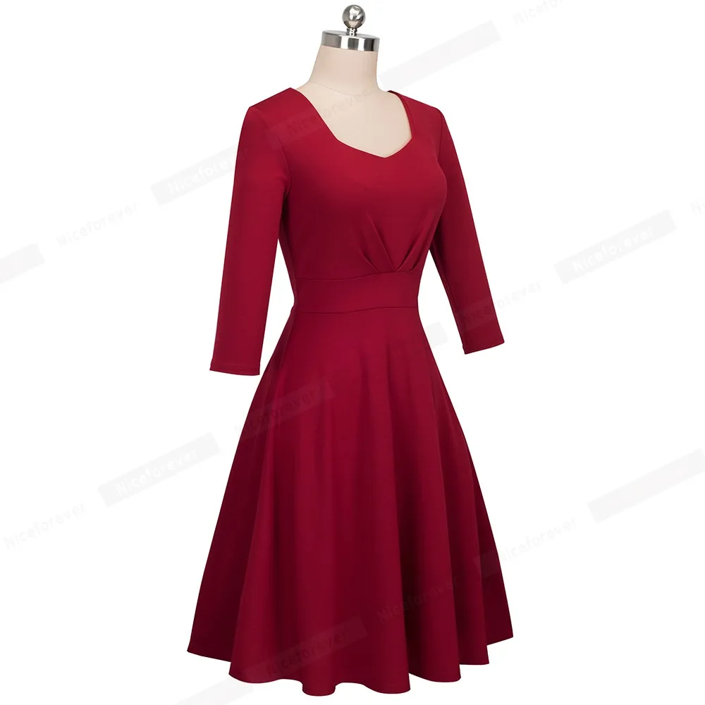 Элегантная однотонная одежда в стиле ретро с сердечком и круглым вырезом Pinup vestidos, деловые вечерние женские платья трапециевидной формы A132
