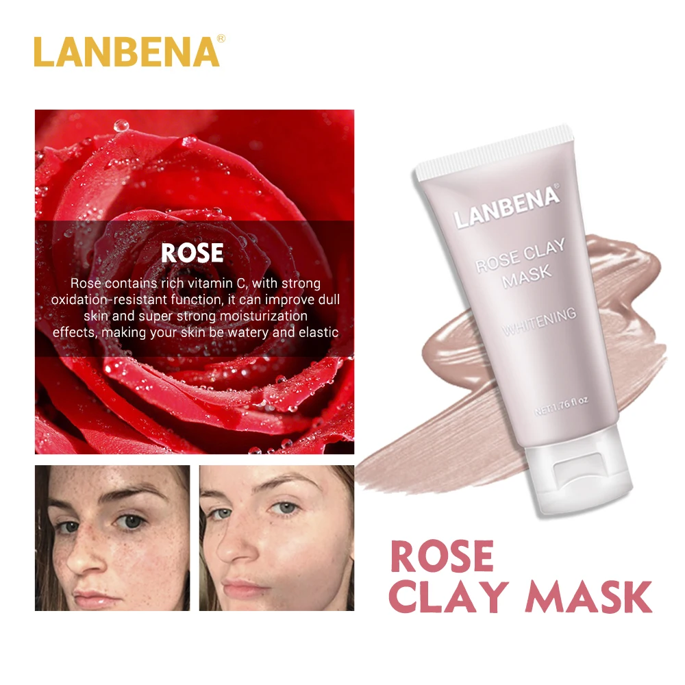 LANBENA Mung Bean Clay маска для лица с бамбуковым древесным углем и Голубиной розой