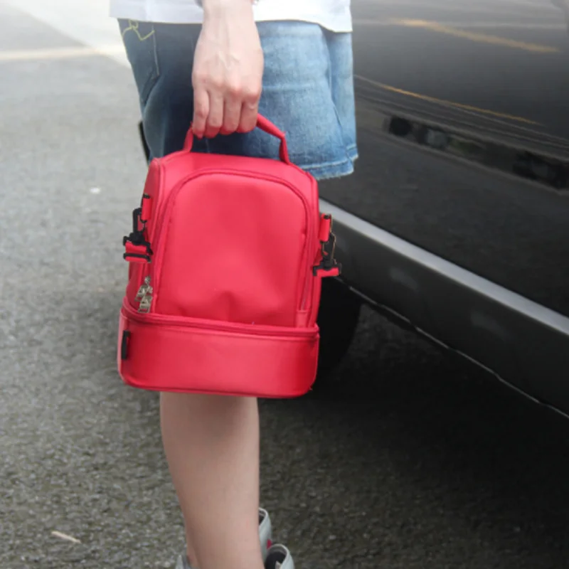 

1pcs Thicken Warm Insulation Box Nylon Lunch Bag Red Handbag With Zipper Insulation Lunch Insulation Bag