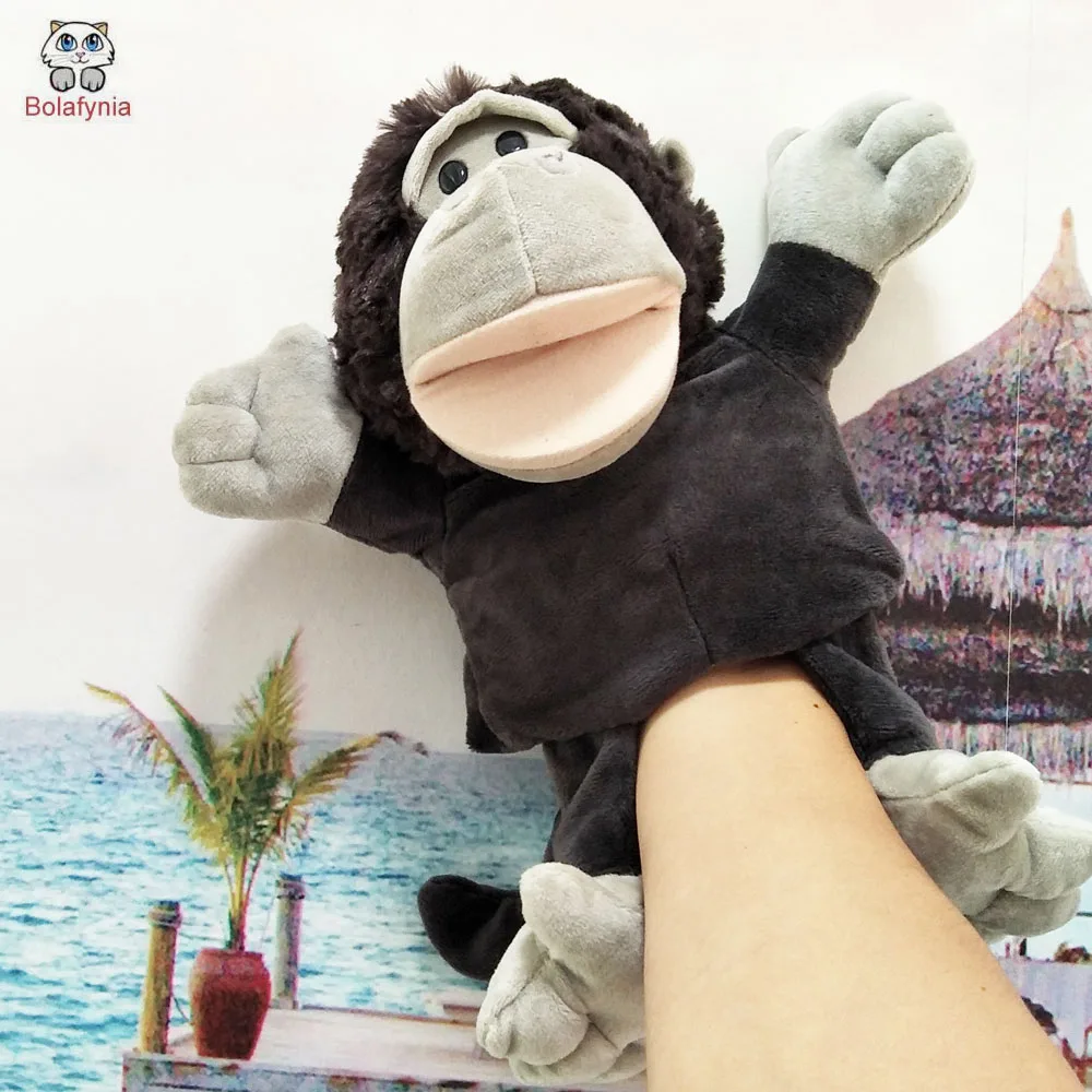 BOLAFYNIA Infant Children Hand Puppet Big black gorilla kids baby plush