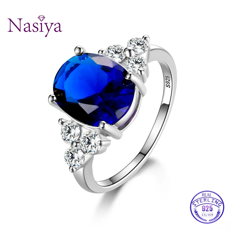Women's Jewelry 925 Sterling Silver Ring AAAAA Royal Blue Hot Red Grandmother Green Olive Green Zircon Oval Ring Wedding Jewelry Fine Jewelry