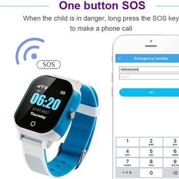 

One Button SOS Smart Wristwatch Multi-color Touch Screen IP67 Waterproof SmartWatch GPS+WIFI+LBS Positioning Smart Kids Watch