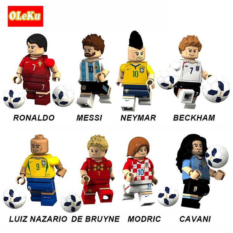 

For legoing Bricks Football Team Pogba Ronaldo Messi Modric Ibrahimovic Beckham Neymar Model Building Blocks Toys Figures boys