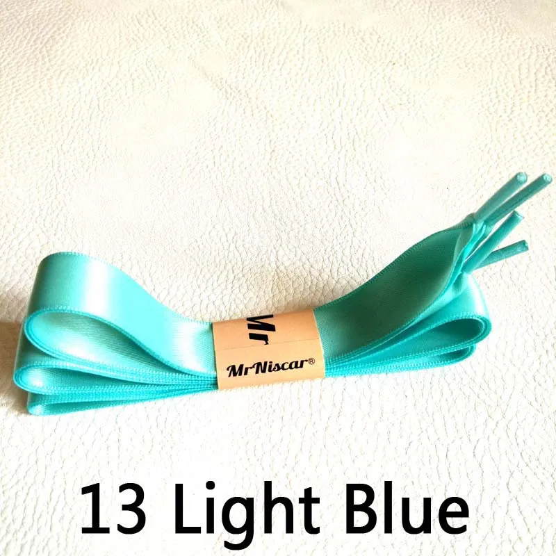 Mr. niscar/2 Пара Мода красочные шелковая лента шнурки Для женщин без каблука Шнурки кроссовки спортивная обувь фантастические шнурки - Цвет: 13 Light Blue
