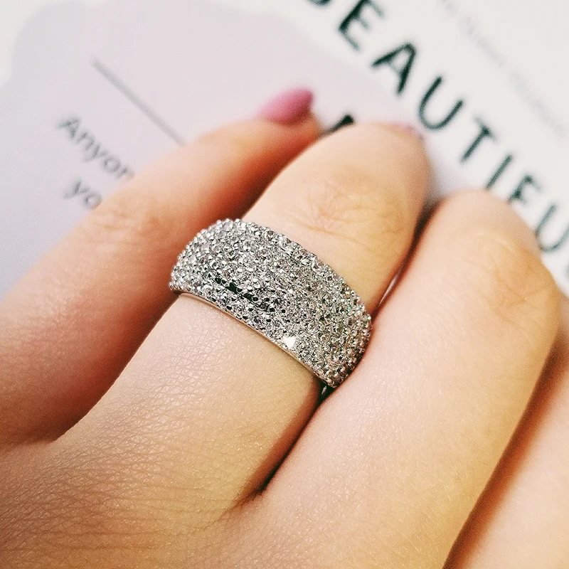 

Best Selling Fashion Round Solid 925 Sterling Silver Eternity Band Ring for Girl Lovers Love Party Gift Jewelry Wholesale R5175