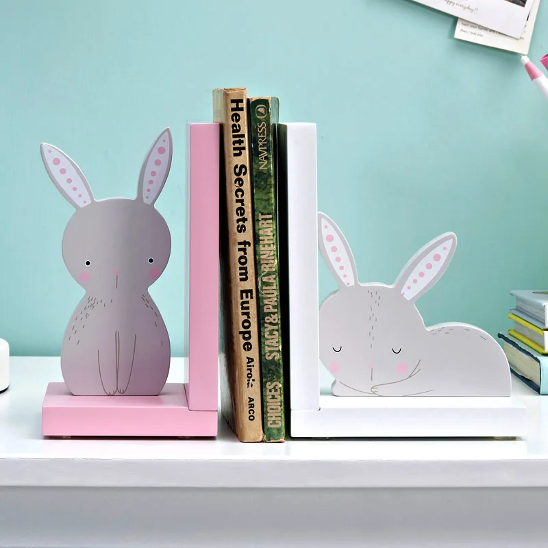 Home Decoration Brand KIDS Rabbit Bookends Book Ends Shelf Holder Wood Book Stand Gift for Girls