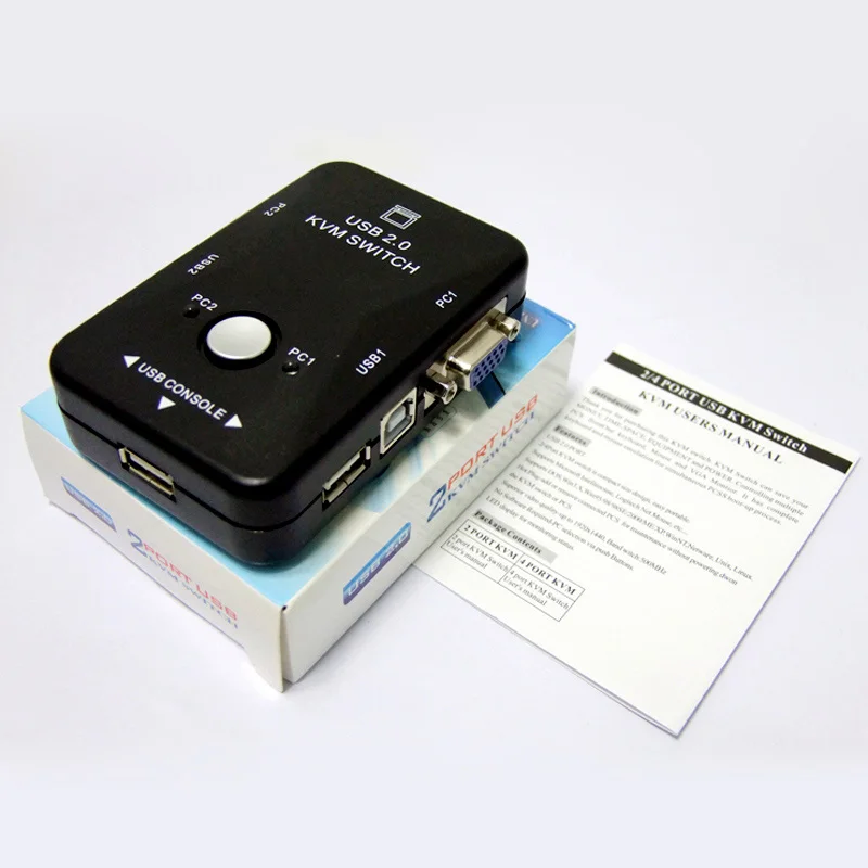 

2 Port KVM USB VGA with Control Button Switch KVM Extender Switcher Box