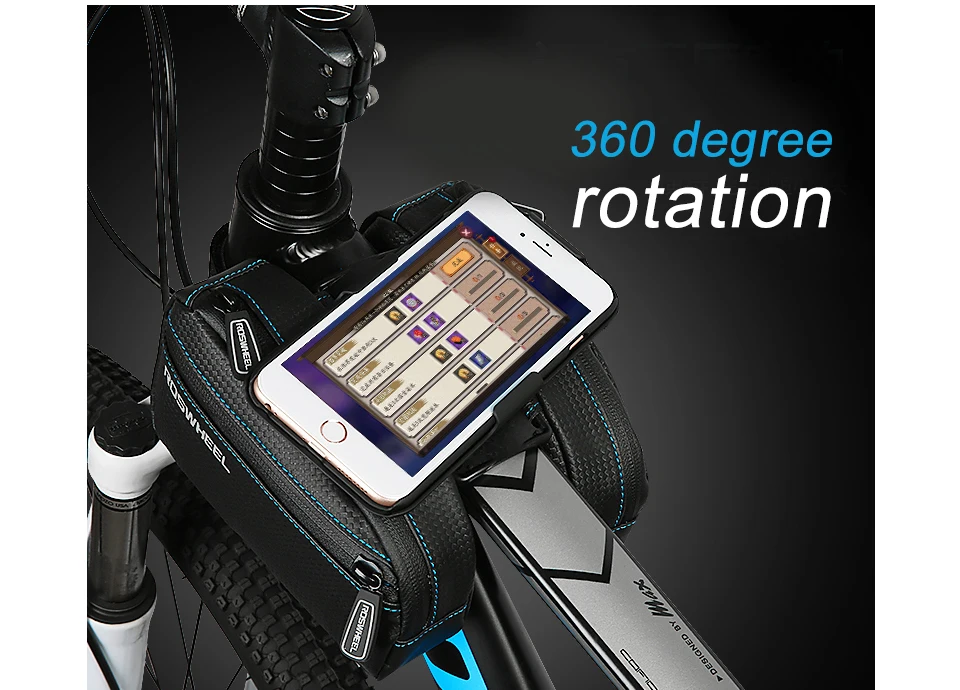 Best ROSWHEEL TANK  2.4L Bike Bicycle front tube Double Pouch Bags With two 4.7-6.0 inch iPhone7 6 6s plus Samsun Huawei Cycling bag 6