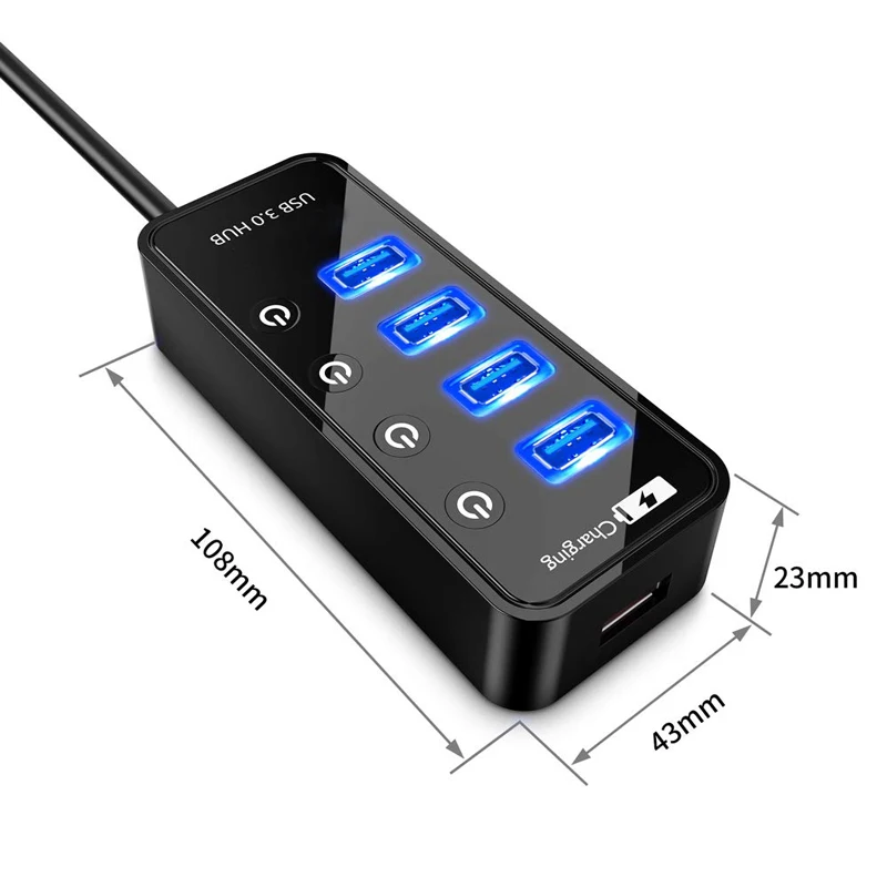 Usb-хаб 3,0 Супер скорость 5 Гбит/с 4 7 портов+ 1 зарядка портативный USB 3,0 концентратор разветвитель со Светодиодный индикатор для ПК Аксессуары для ноутбуков