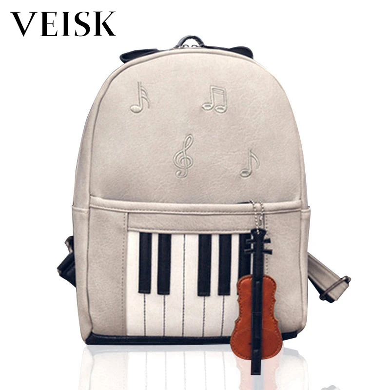 

Veisk Music Backpacks Piano Musical Violin Backpack For Teenage Girls Printing Bookbag Students School Music Center Note Bag