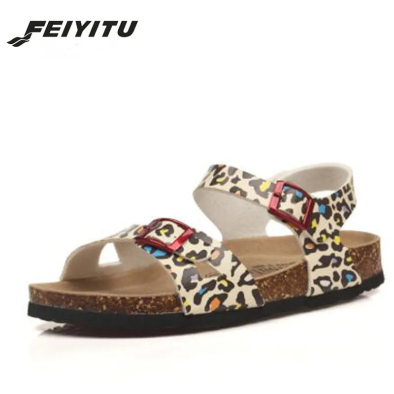 Модные пробковые сандалии FeiYiTu с двойной пряжкой новинка 2018 женская летняя
