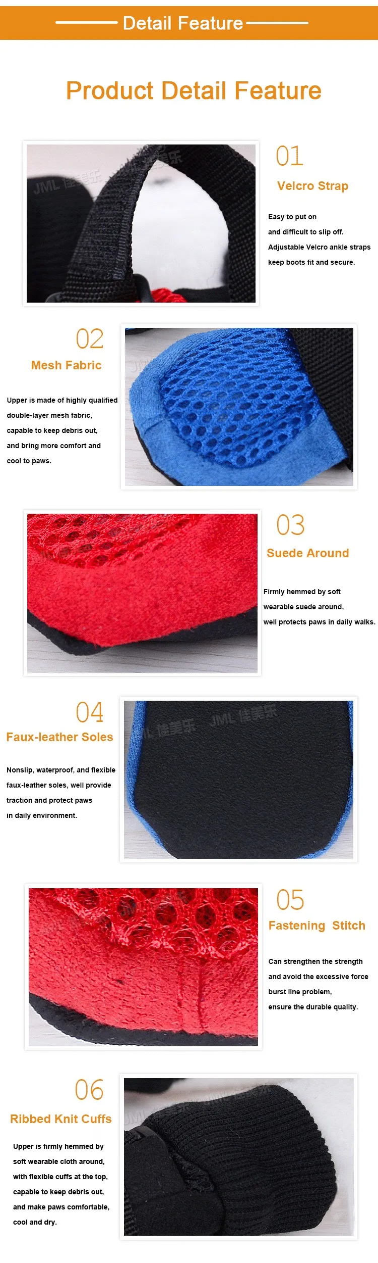  High quality JML Mesh big dog shoes dog boots Non-skid Sole pet shoes Fashion Large dog winter boots Puppy 4pcsset  (12)