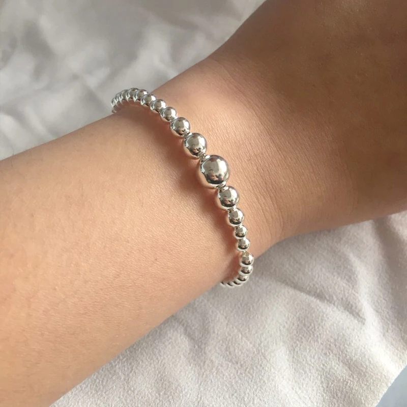 

Beautiful Adjustable Beads Bracelet Women Bead Couple Bracelet Real 925 Sterling Silver Jewellry Love Gifts Birthday Bracelets