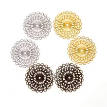 2 pcs Brass Filigree Flower 42mm Handmade Findings f142