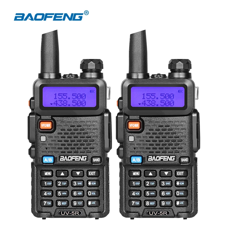 

100% original 2pcs Baofeng UV5R Walkie Talkie Dual Band Two Way Radio Portable Ham Radio HF Transceiver UV-5R