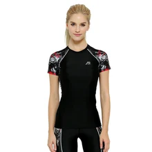 2016 New Women girls Compression Short Sleeve Running T-shirt Unique 3D Print Breathable Clothing Female Fitness
