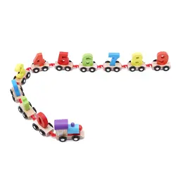 Деревянный Алфавит числа Мини Цифровой поезд Развивающие детские Building Block поезд игрушечные лошадки железной дороги инструменты