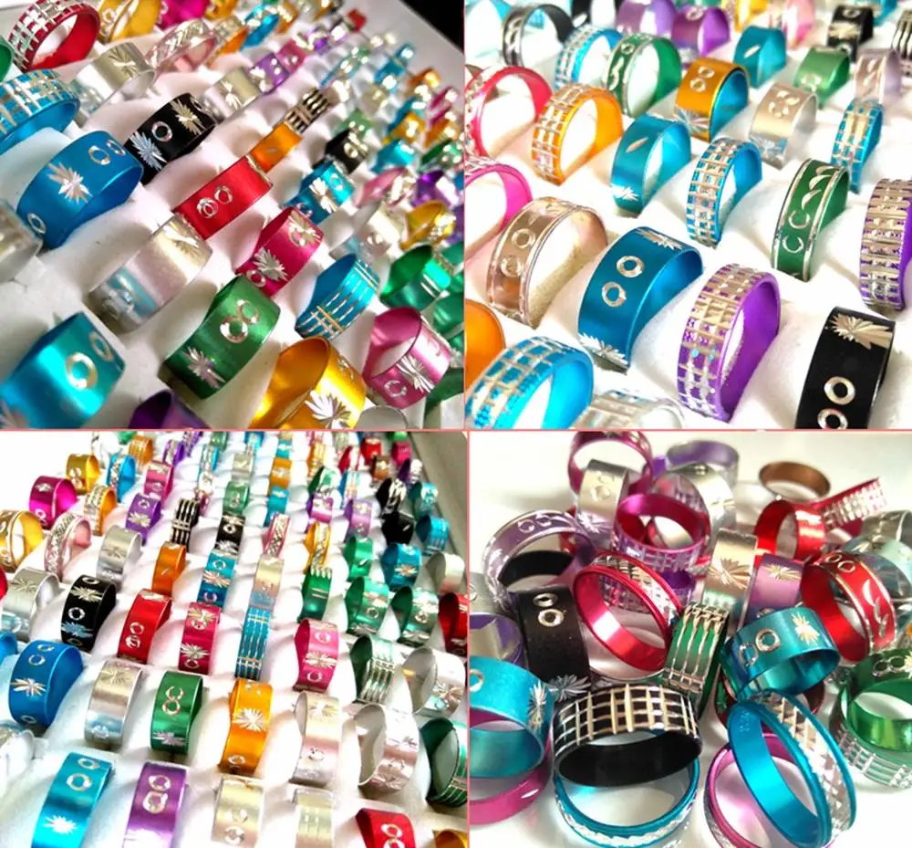 

Wholesale Lot 50pcs Design Mix Multi-colored Aluminum Rings Women's Wonderful Ring Girls Color Rings Party Jewelry