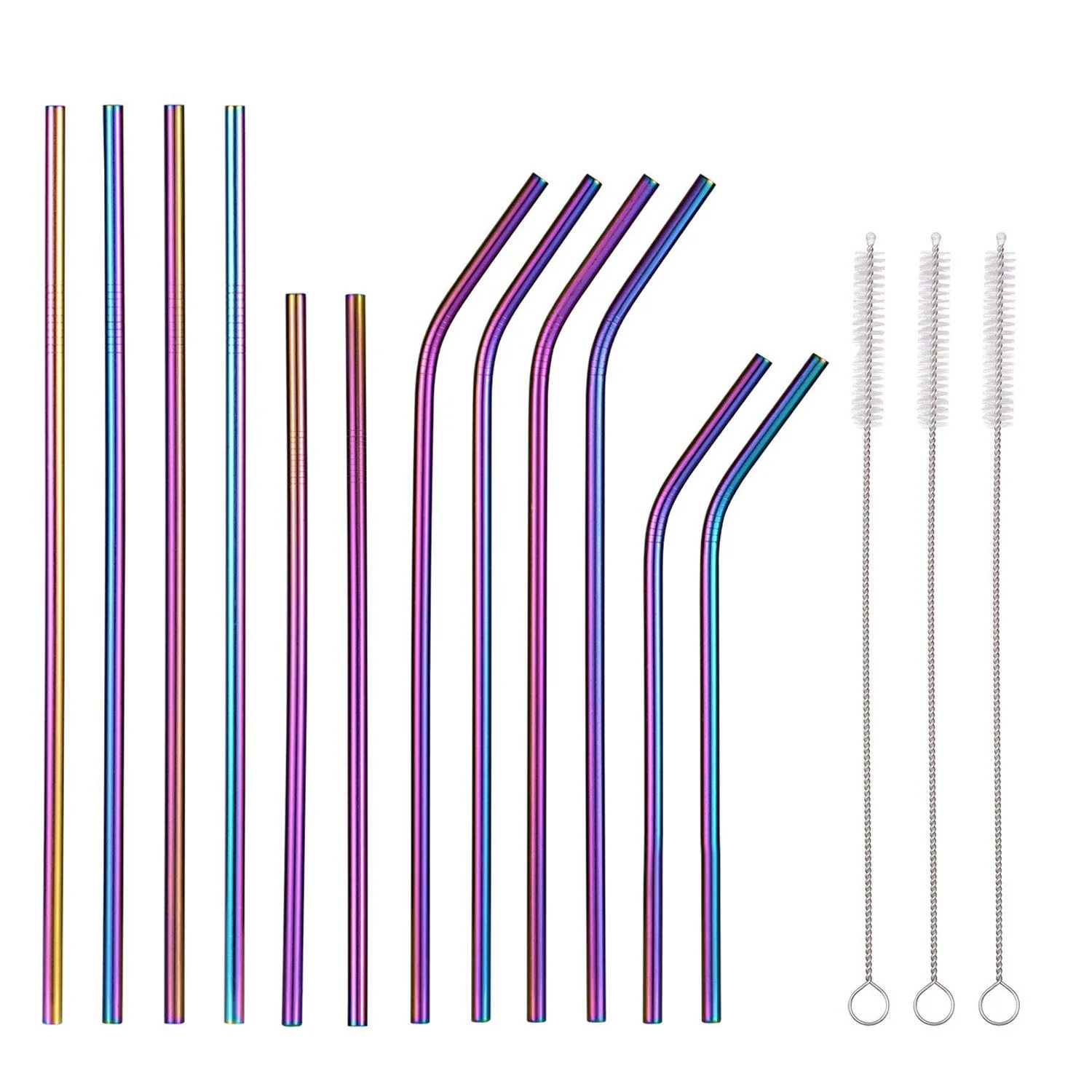 GVCD Multicolor Colorful Stainless Steel Straws 10.5 Inch 8.5 Reusable Rainbow Drinking For 30/20oz Tumbler Cold B | Дом и сад
