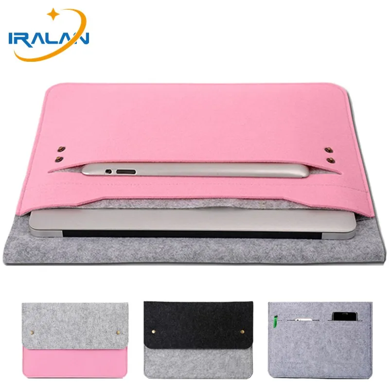 

2019 new Wool Felt Laptop Sleeve Bag For Macbook air 13 Pro Retina 12 15 Case For Xiaomi Dell Hp Lenovo 14 15.6 Notebook Cover