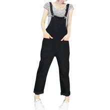 В студенческом стиле Модные Джинсовые комбинезоны Для женщин Комбинезоны для малышек Для женщин S комбинезон двойной карман Брюки для девочек Повседневное комбинезоны Джинсы для женщин