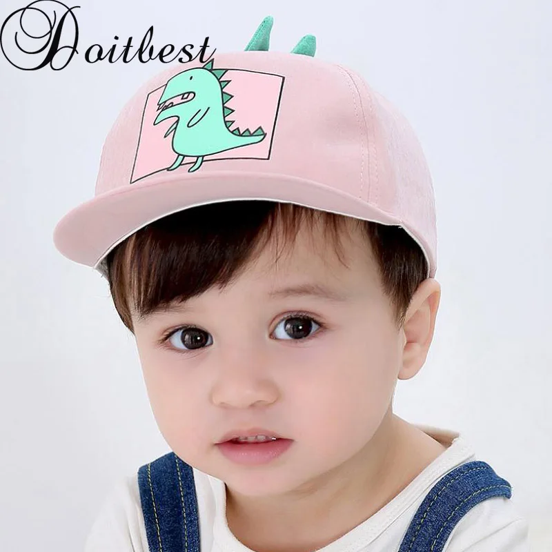

Doitbest 1 to 4 Years old Spring Children Baseball Cap Boys Girls cartoon Dinosaur Snapback adjustable baby Kids Hip Hop Sun cap