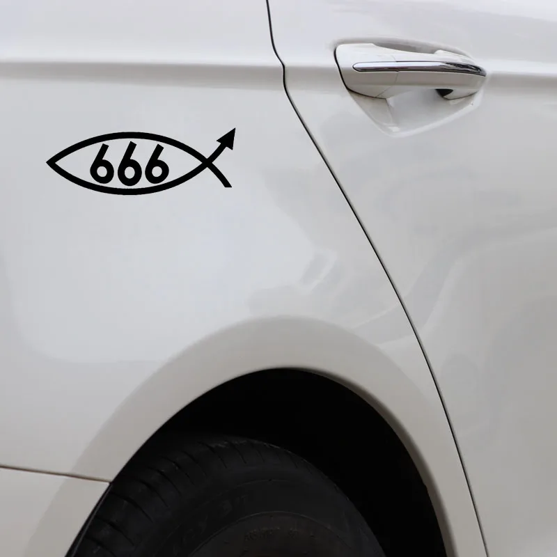 YJZT 16 3 см * 5 8 забавная 666 рыба креативная наклейка для автомобиля черная