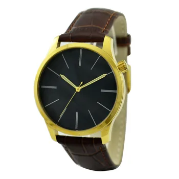 

Minimalist Watch with Long Stripe Gold Case Black Face Big Size Free shipping Welcome Wholesale